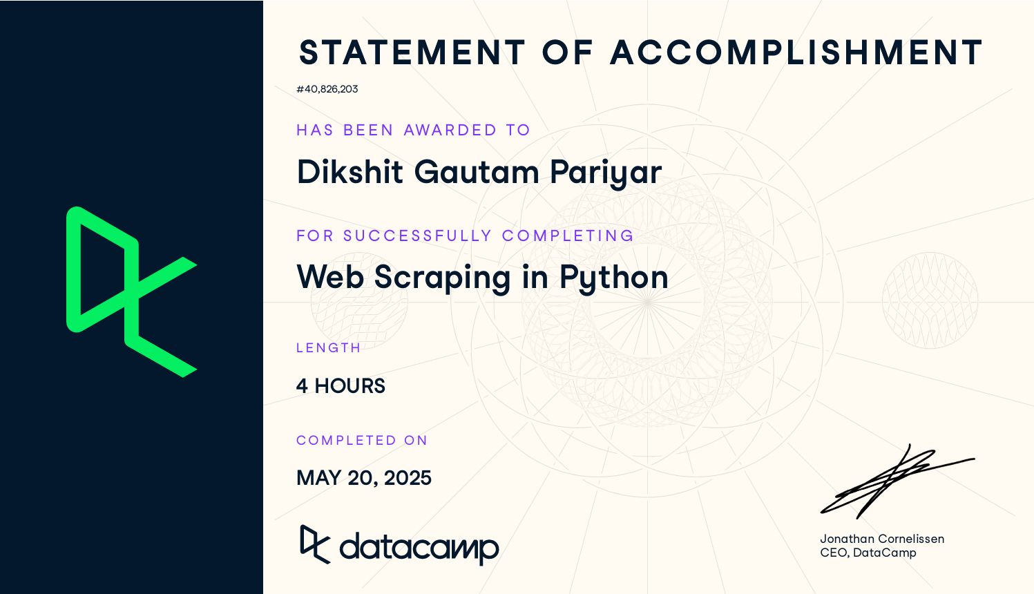 Web Scraping Certificate